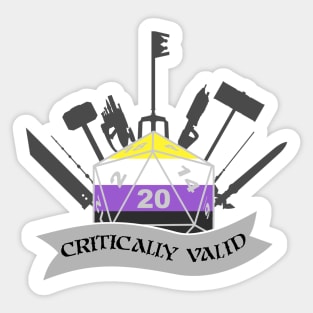 Critically Valid: Non-Binary pride Sticker